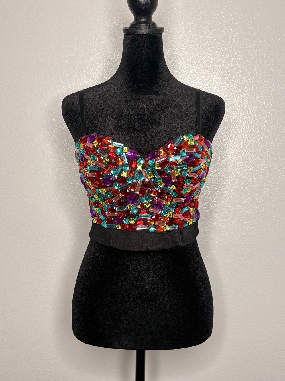 Multicolor Jeweled Sequin Crop Tank Top